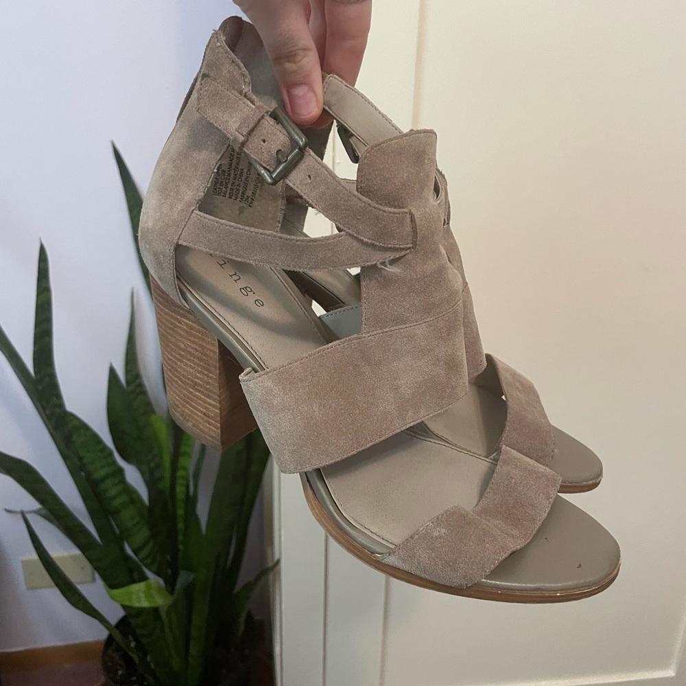 Hinge Suede Leather Block Heels